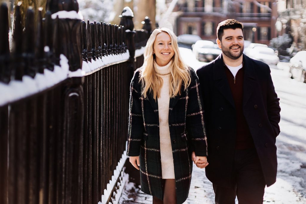 A Snowy Winter Engagement Session in Beacon Hill, Boston